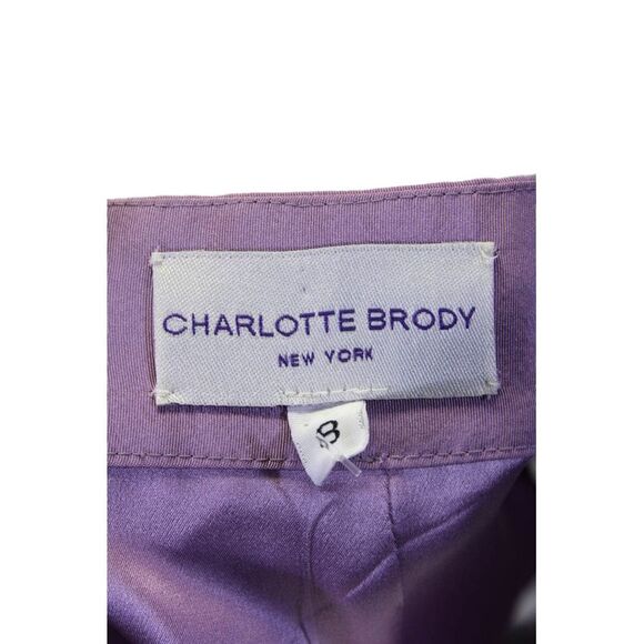 Charlotte Brody Womens Pleated Beaded Motif A Line Skirt Purple Size 8 - Picture 5 of 5